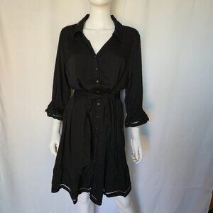 NWT BELLDINI LOS ANGELES Black Collared Button-Front Long Sleeve Dress